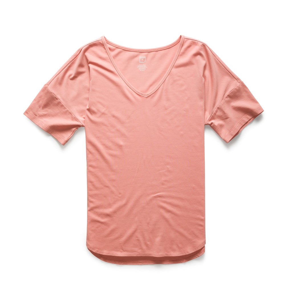 Apparel > Clothing > Women > Shirts & Tops > Tshirts - Relaxed V-Neck T-Shirt - Dusty Pink