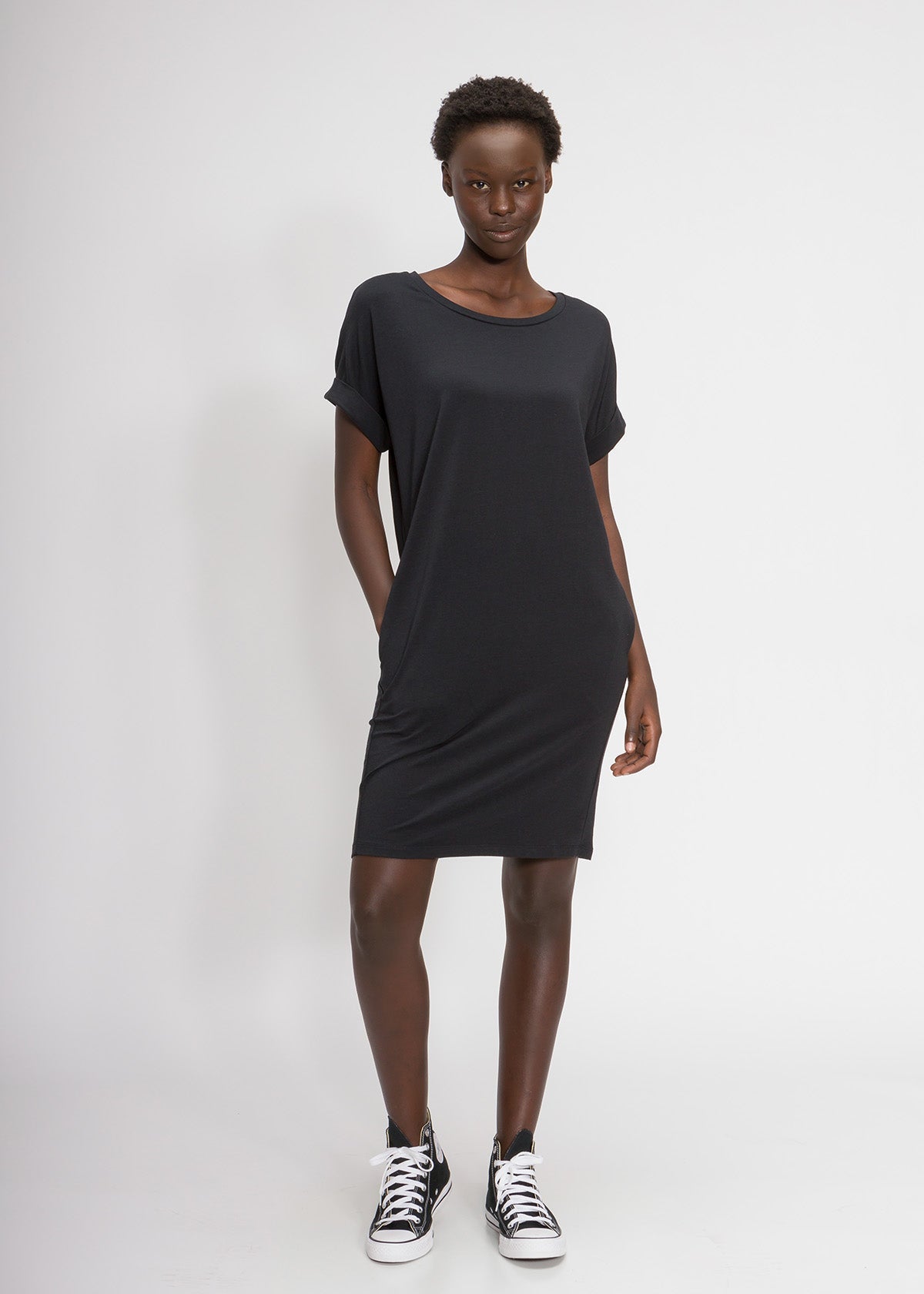 Dress - Women's Relaxed T-Shirt Dress With Pockets In Supima Cotton Stretch