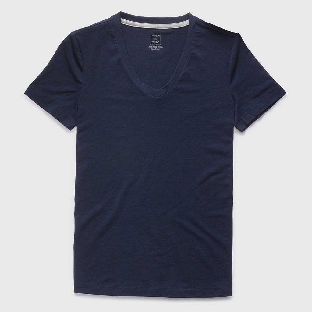 T-Shirt - Women's Classic V-Neck T-shirt  In Supima Cotton Stretch